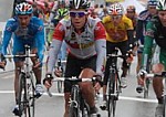 Kim Kirchen am Ziel der dritten Etappe der Tour de Suisse 2008
